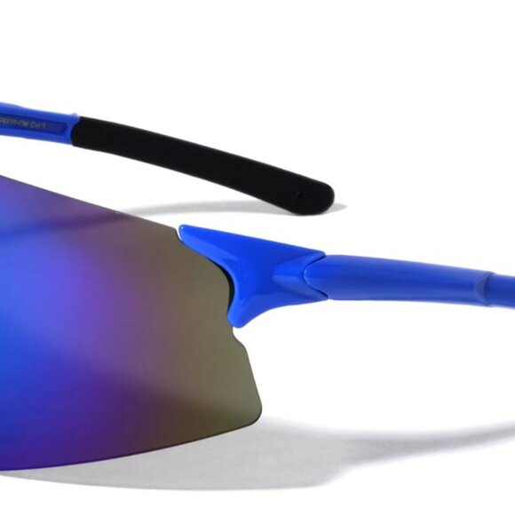 Men Sunglasses Blue Mirror Single One Piece Lens Oversize Wrap Around Lentes New - Picture 2 of 4